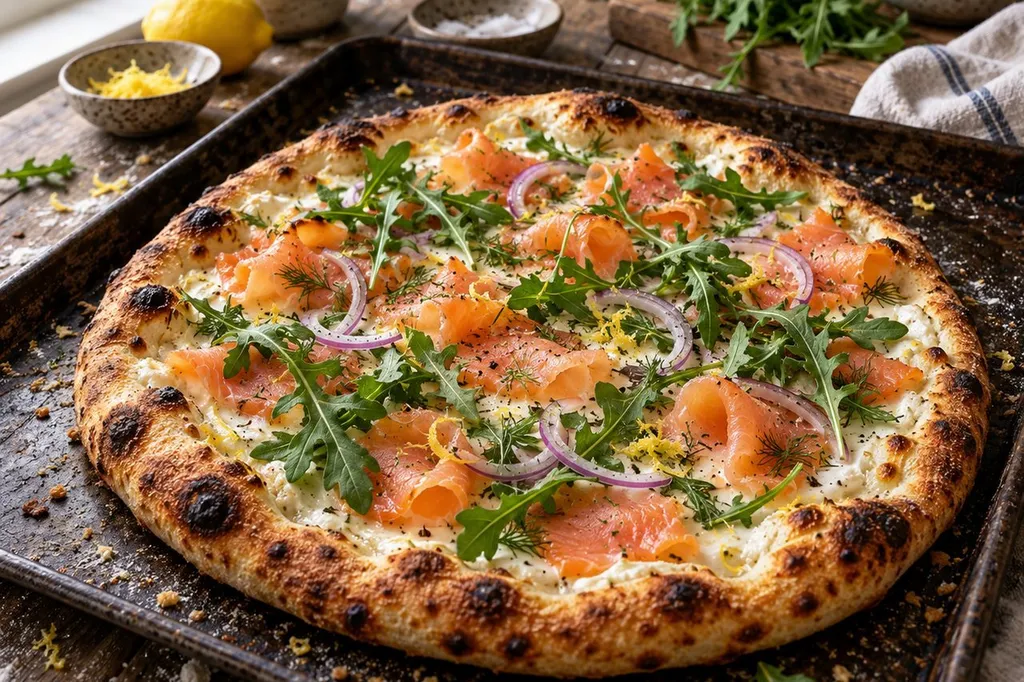 Pizza au saumon fumé : crème, cuisson et garniture bien équilibrées