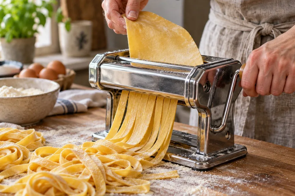 Pâtes fraiches maison : la pâte souple, du laminoir à la casserole